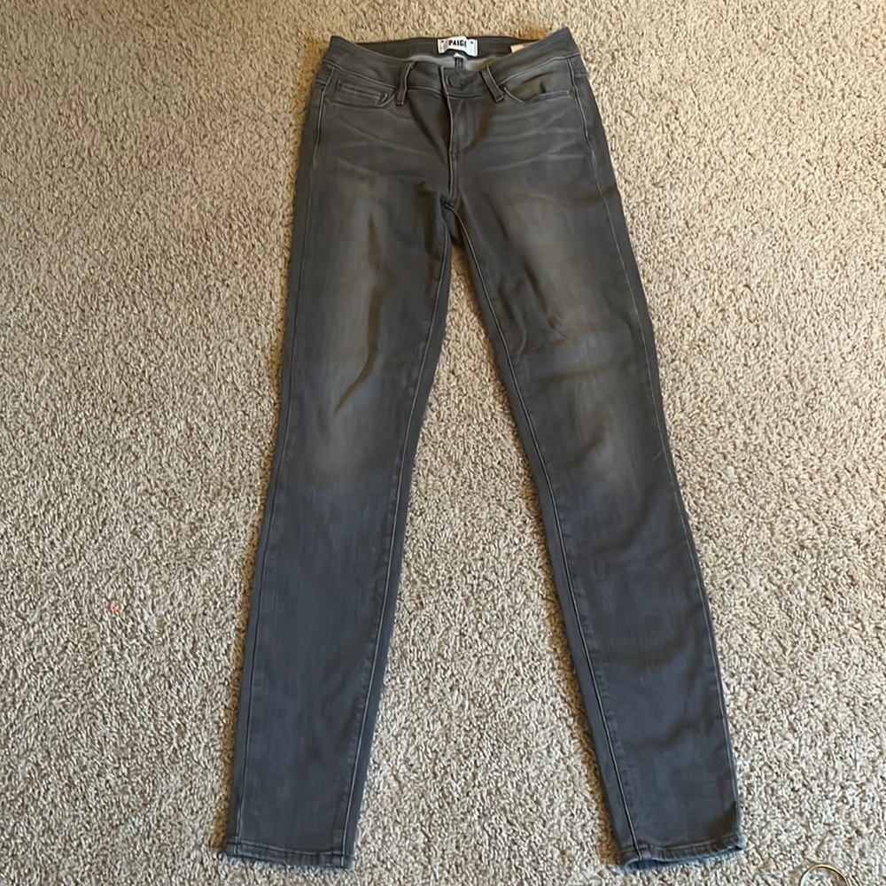 PAIGE denim Size 25 Inseam 30 Smoke gray color, gently used.